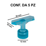 Ventose levabolli esagonali 10x30 mm per colla a caldo, azzurre semi-t...