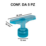 Ventose levabolli esagonali 10x38 mm per colla a caldo, azzurre semi-t...