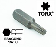 Chiavi a inserto con impronta TORX 10, esagono 1/4, lunghezza totale 2...