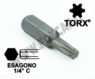 Chiavi a inserto con impronta TORX 15, esagono 1/4, lunghezza totale 25 mm