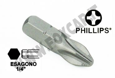 Chiave a inserto a croce PH2 antiscivolo esagono da 1/4" lunghezza 25 mm