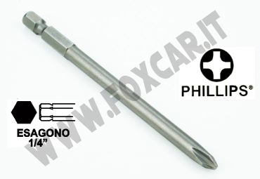 Chiave a inserto a croce PH2 esagono da 1/4”, lunghezza 100 mm