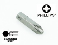 Chiave a inserto a croce PH3, esagono da 5/16" lunghezza 32 mm