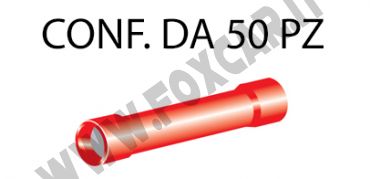 Connettori preisolati cilindrici per cavi con sezione da 0,25 a 1 mm², ricoperti
  in plastica di colore rosso